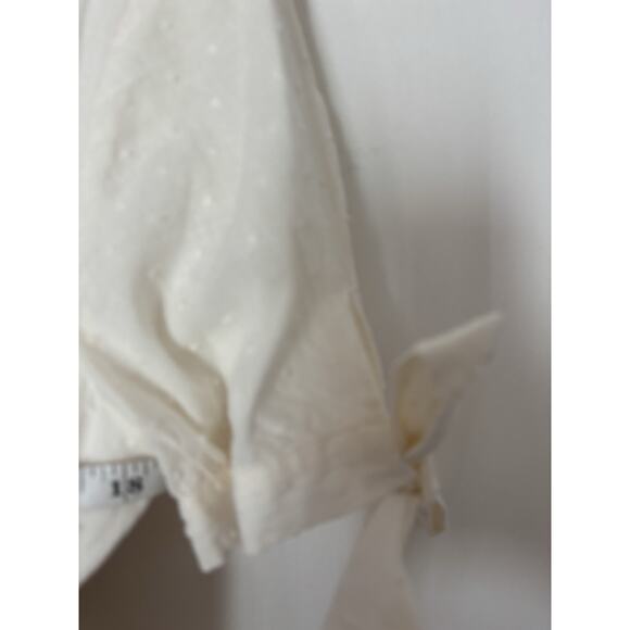 Madewell Dress Medium Aline Tiered White Cotton Short Sleeve Boho - Picture 8 of 9